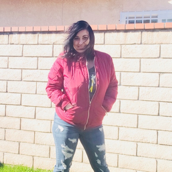 Jackets & Blazers - Burgundy Bomber Jacket